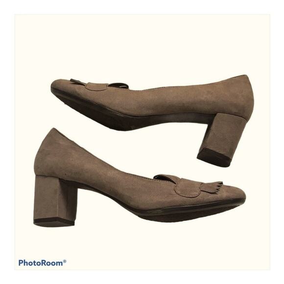 Chinese Laundry Anete Taupe Fringe Block Heel Pumps Size 6.5 Suede Boho Chic - Picture 10 of 16